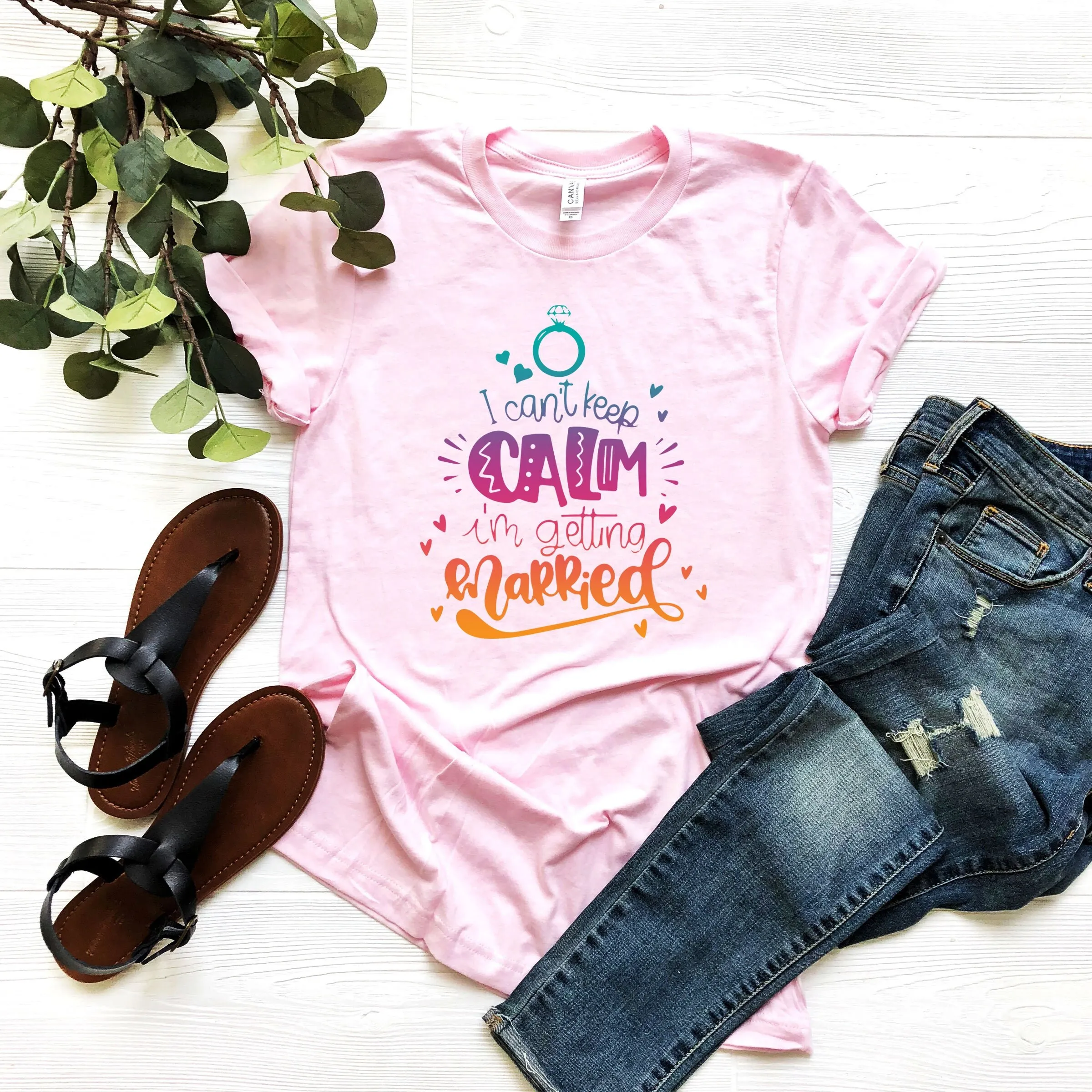 I m Getting Married T Shirt Can Keep Calm Funny Marriage Cute Wedding Bridal Ring Bride Groom