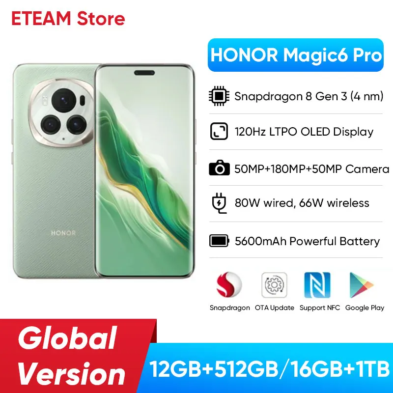 2024 New HONOR Magic6 Pro Global Version Snapdragon 8 Gen 3 6.8