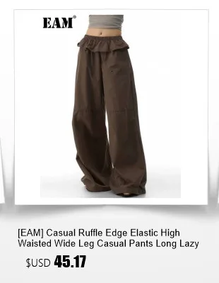 EAM Black Pleated Irregular High Elastic Waist Wide Leg Pants New Loose Trousers Women Fashion Tide Autumn 2026 30A2833