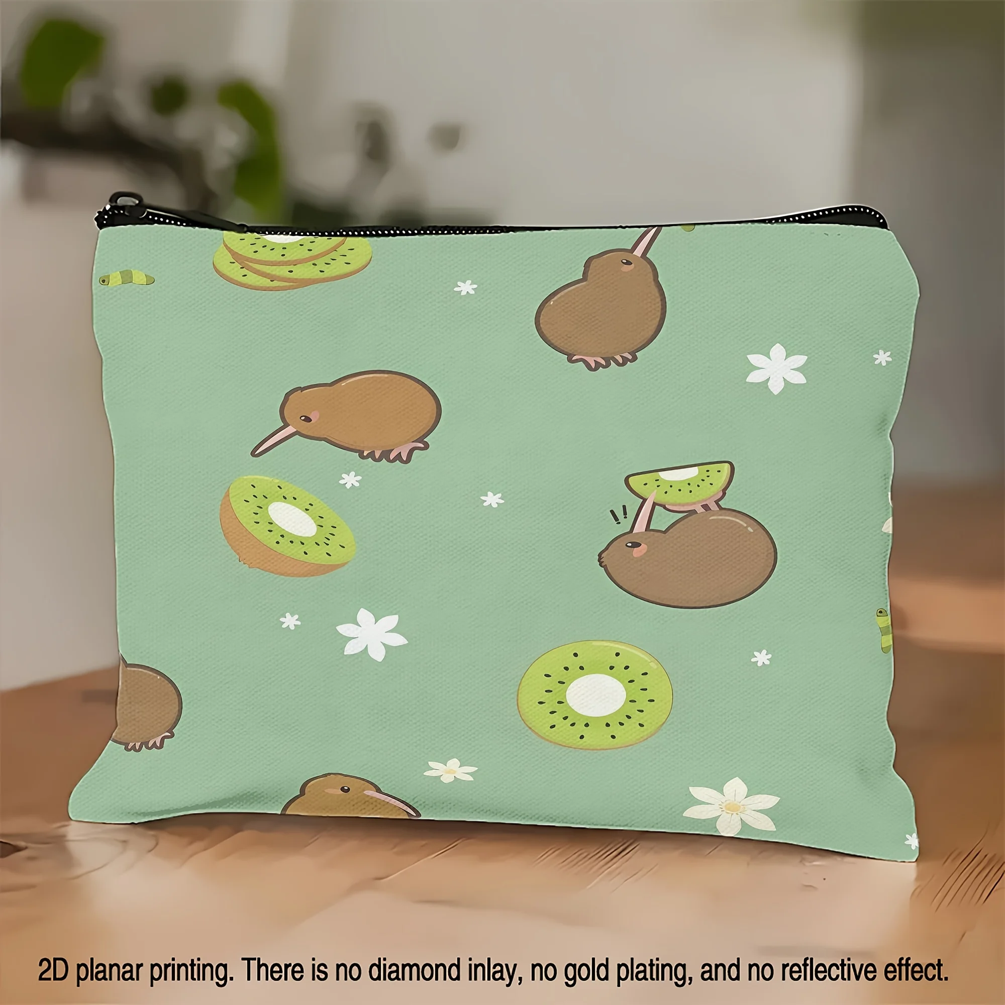 1 Piece Kiwi Fruit Design Makeup Bag - Multifunctional Zipper Pouch for Women, Jewelry Storage Bag, Perfect Travel Zipper Storage Bag, Fun Birthday Gift