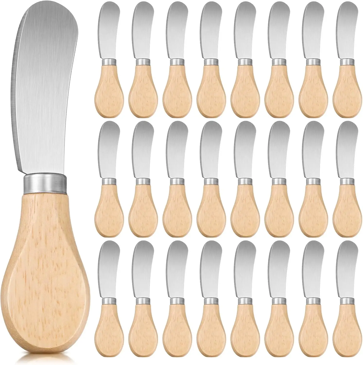 200Pcs Cheese Spreader Knives 12cm Stainless Steel Butter Spreader with Wooden Handle Mini Butter Knives Small Cheese Utensi