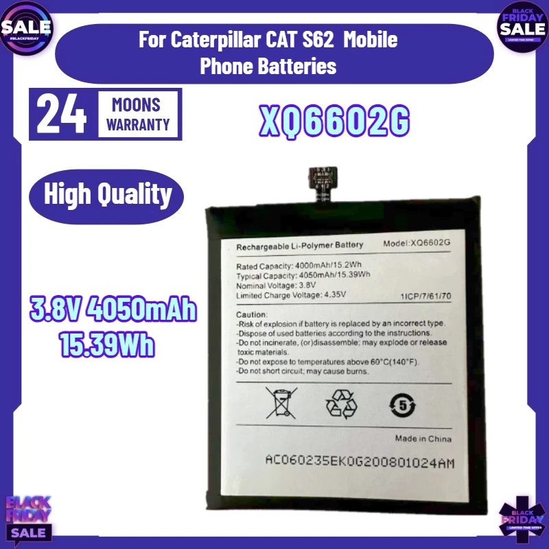 New 3.8V 4050mAh 15.39Wh Repalcement XQ6602G Battery For Caterpillar CAT S62 Mobile Phone Batteries
