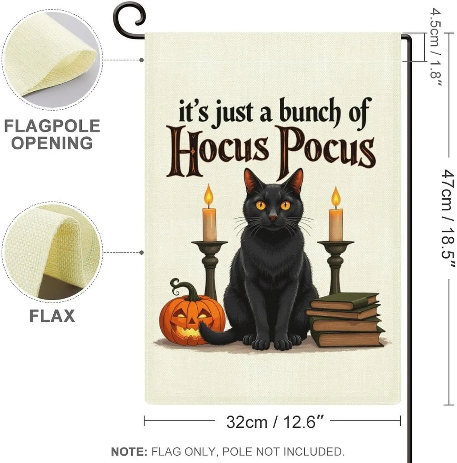 إنه مجرد مجموعة من علم حديقة Hocus Pocus مقاس 12 × 18 بوصة مزدوج الجوانب للخيش الصغير الخارجي لتزيين ساحة الترحيب DDN