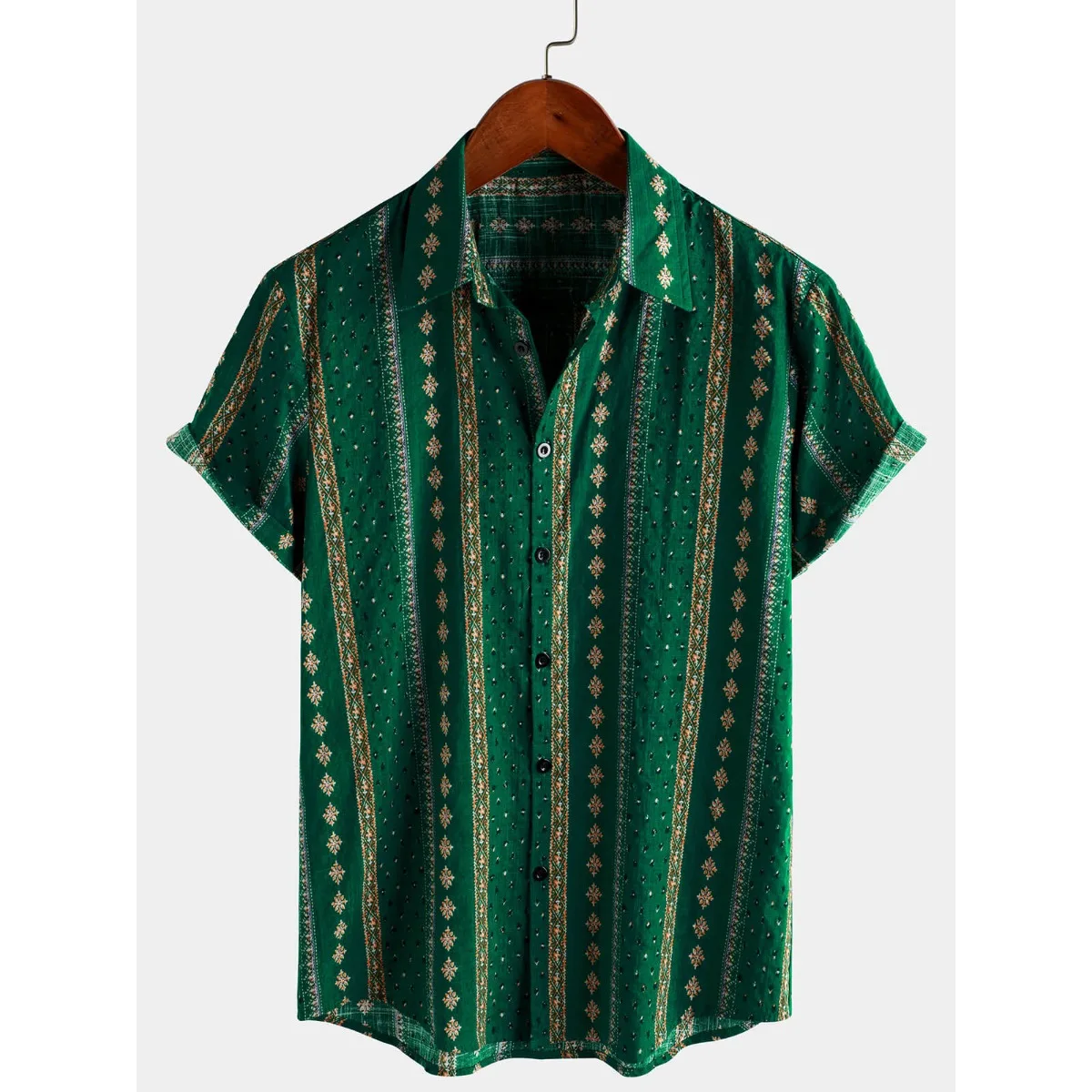 Мужская ретро зеленая полосатая