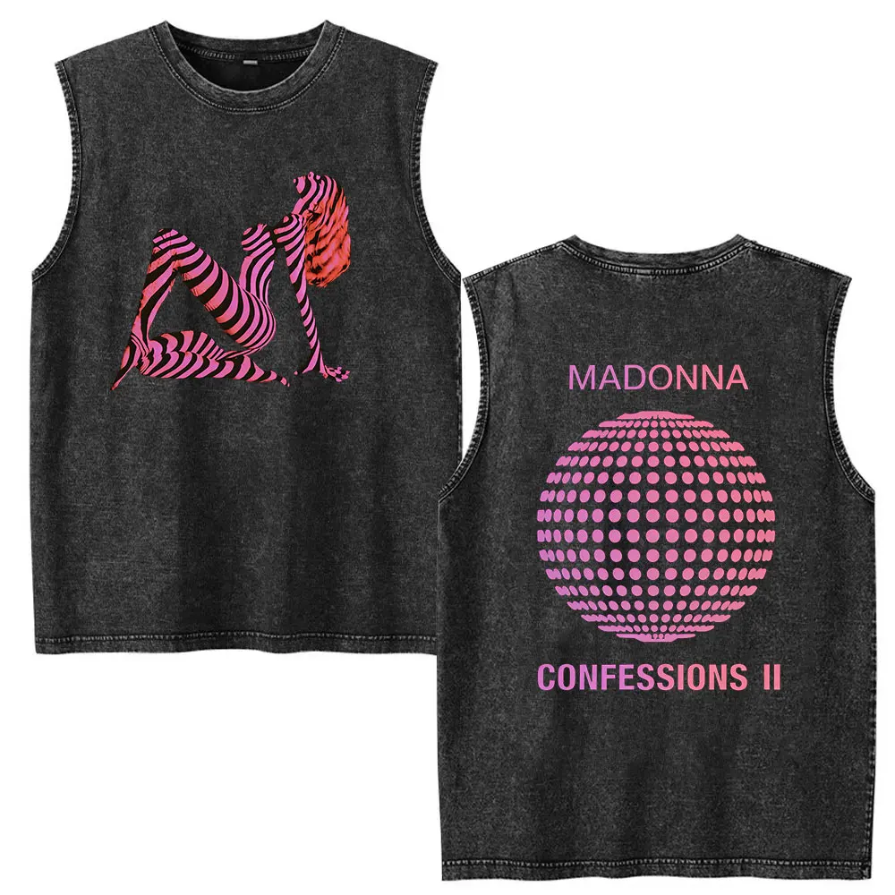 T-shirt vintage délavé à manches courtes et débardeur pour hommes et femmes, style esthétique, inspiré de la tournée Confessions II 2026 de la chanteuse Madonna