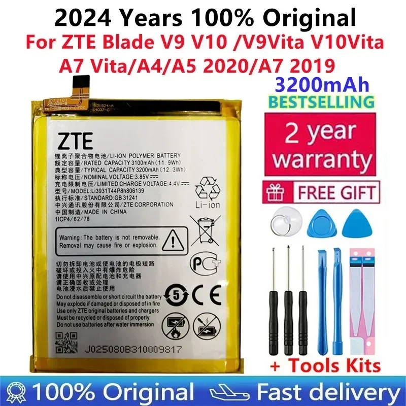 

100% Original 3200mAh Li3931T44P8h806139 Battery For ZTE Blade V9 V10 /V9Vita V10Vita/A7 Vita/A4/A5 2020/A7 2019 Fast Shipping