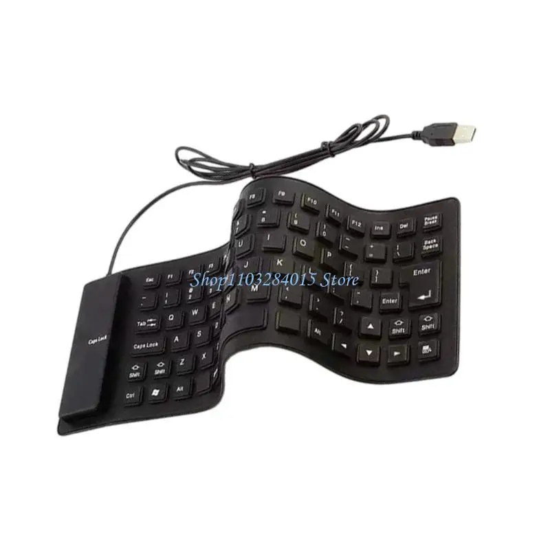 R6FF Silents USB Silicone Keyboards 85Keys Foldable Waterproof Dustproof Rolls up for Laptop and