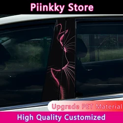 Cat Silhouette Car Stickers Auto B Pillar Waterproof Decoration Cover Scratches DIY Car Doors Pillar Sunscreen Animal PET Decals