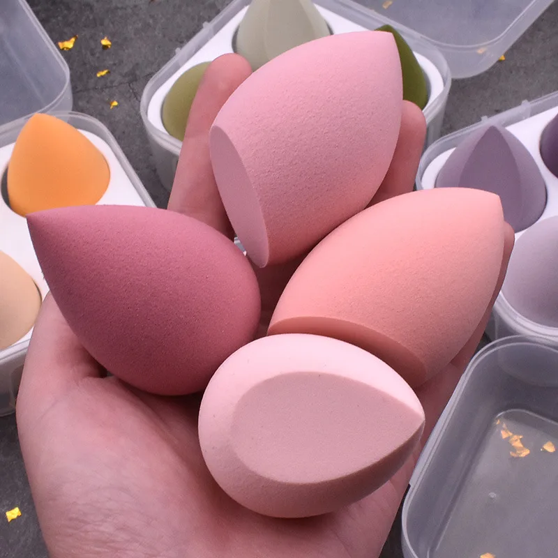 4 pz/set Color Mixing Beauty Egg Beauty Sponge Makeup Sponge con Egg Box Foundation Dry Wet Use Make-up Puff strumento per il trucco del viso