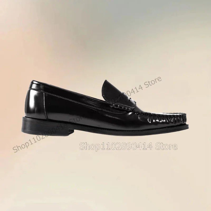 Black Sewing Pleated Design Matte Leather Loafers Fashion Slip On Men Shoes Luxury Handmade Party Feast Office Men Casual Shoes