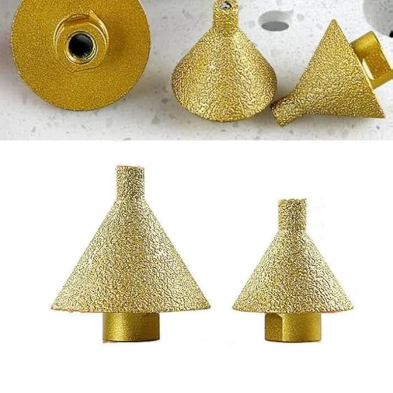2Pcs M10 Diamond Chamfering Bits For Angle Grinders,Tile  Trimming Cone Carve Polishing Grinding Wheel