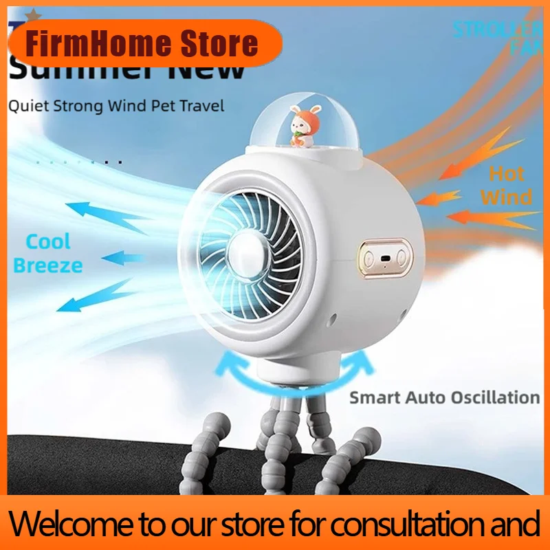 FirmHome StoreTINSOL Octopus Small Fan For Home Use Fully Automatic Silent Oscillating Outdoor Cooling Portable Baby Stroller El