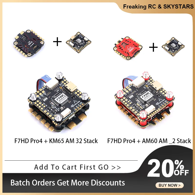 

Skystars F7HD Pro4 Flight Controller FPV KM65 128K 4IN1 ESC Jupiter AM-32 Stack DShot1200 for FPV Racing Drone