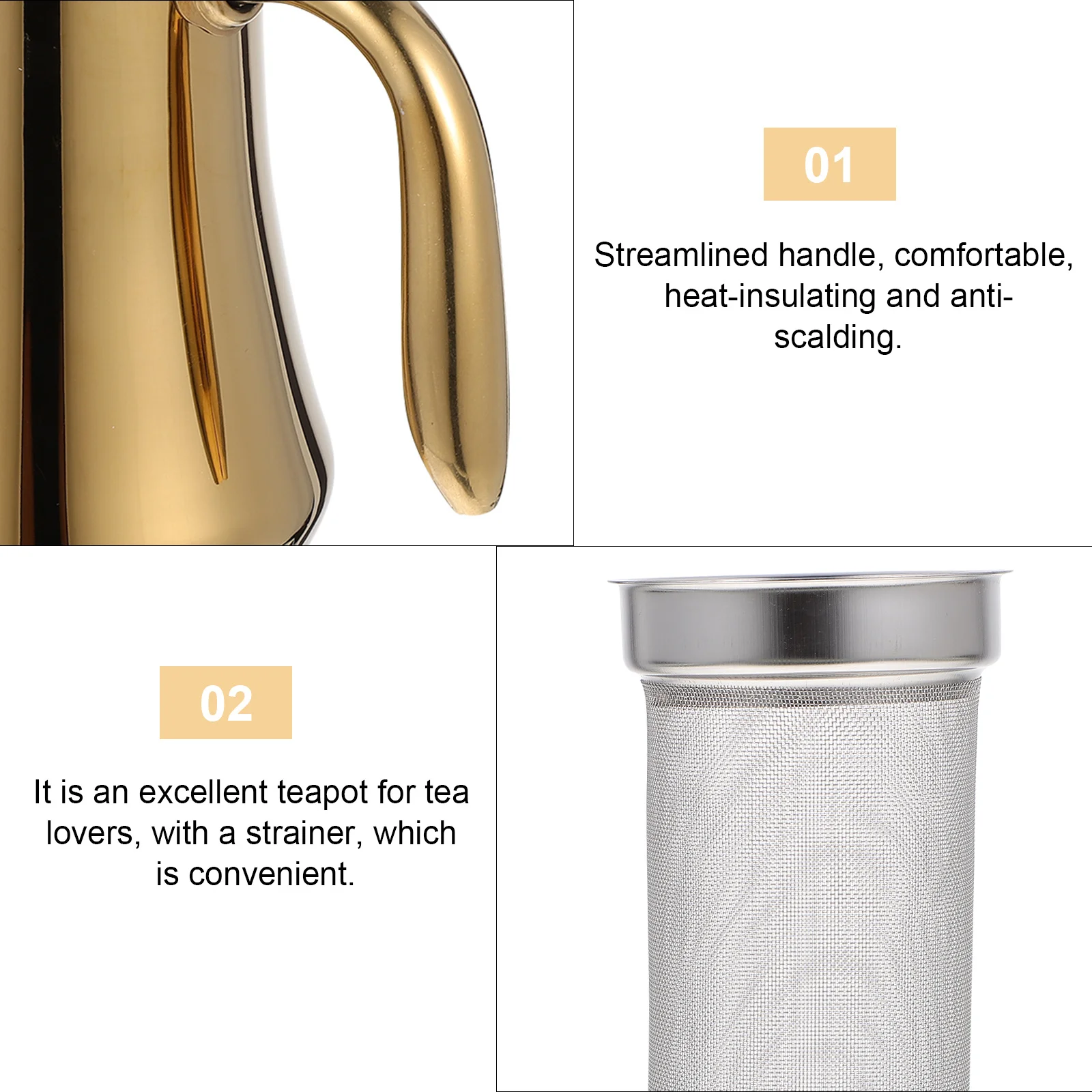 

1pc Simple Kettle Stainless Steel Water Kettle With Filter Gooseneck Spout For Home Kitchen Restaurant Hotel Use Thicken Tea