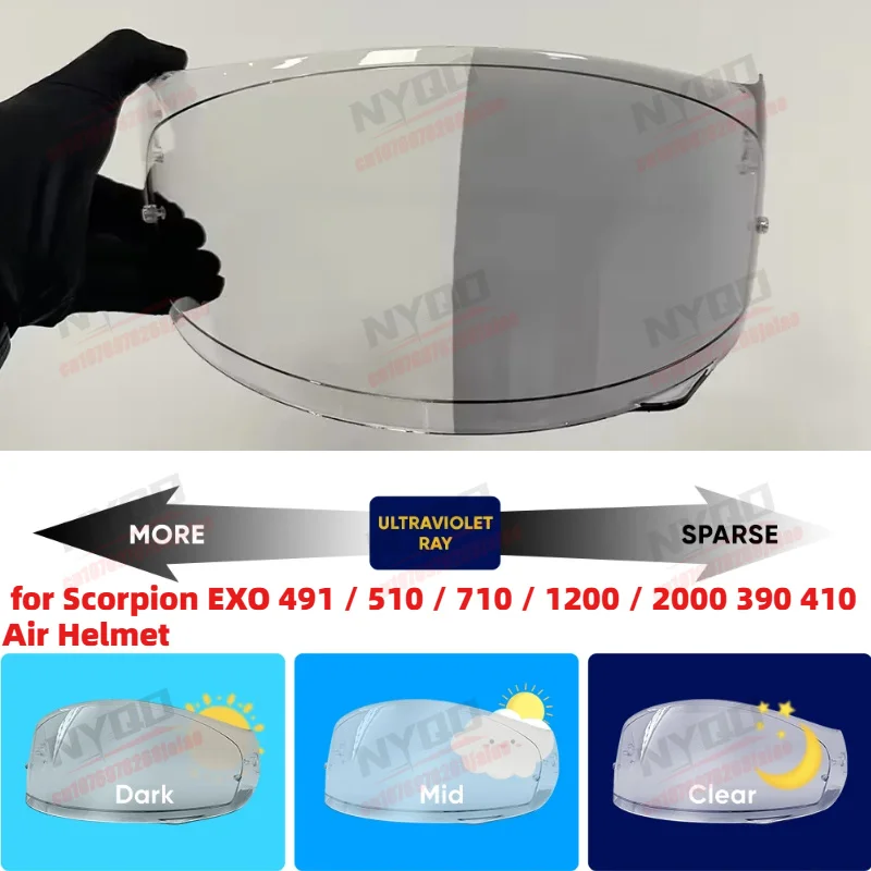 Parasol para Casco de Motocicleta, Máscara Facial Fotocromática de Alta Definición, Compatible con Scorpion EXO 491/510/710/1200/2000 390 410 Air