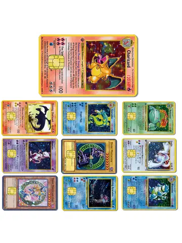 Pokemon Card Decals Credit Card Skin Stereo 2.5D HD Stickers Game Card Decal Card Matte Film Skin Small Chip Waterproof Sticker