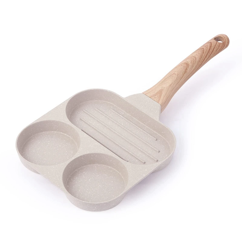 Sartén Sartén para huevos antiadherente, sartén para huevos, sartén para parrilla para desayuno 3 en 1, sartén para huevos, utensilios de cocina saludables, sartén para huevos