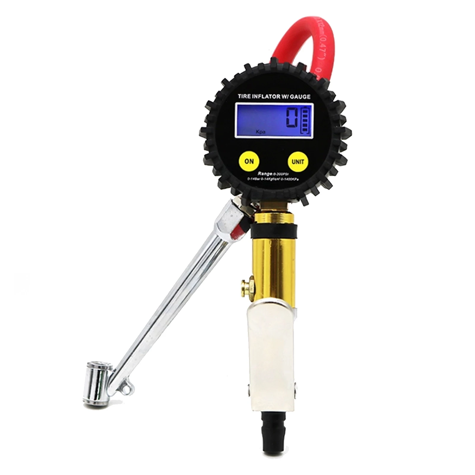 

Digital Tire Pressure Gauge 0-200PSI, Bike Air Pump Gun with Nozzle, Accurate Auto Tyre Inflator Gauge for Motorcycle Truck