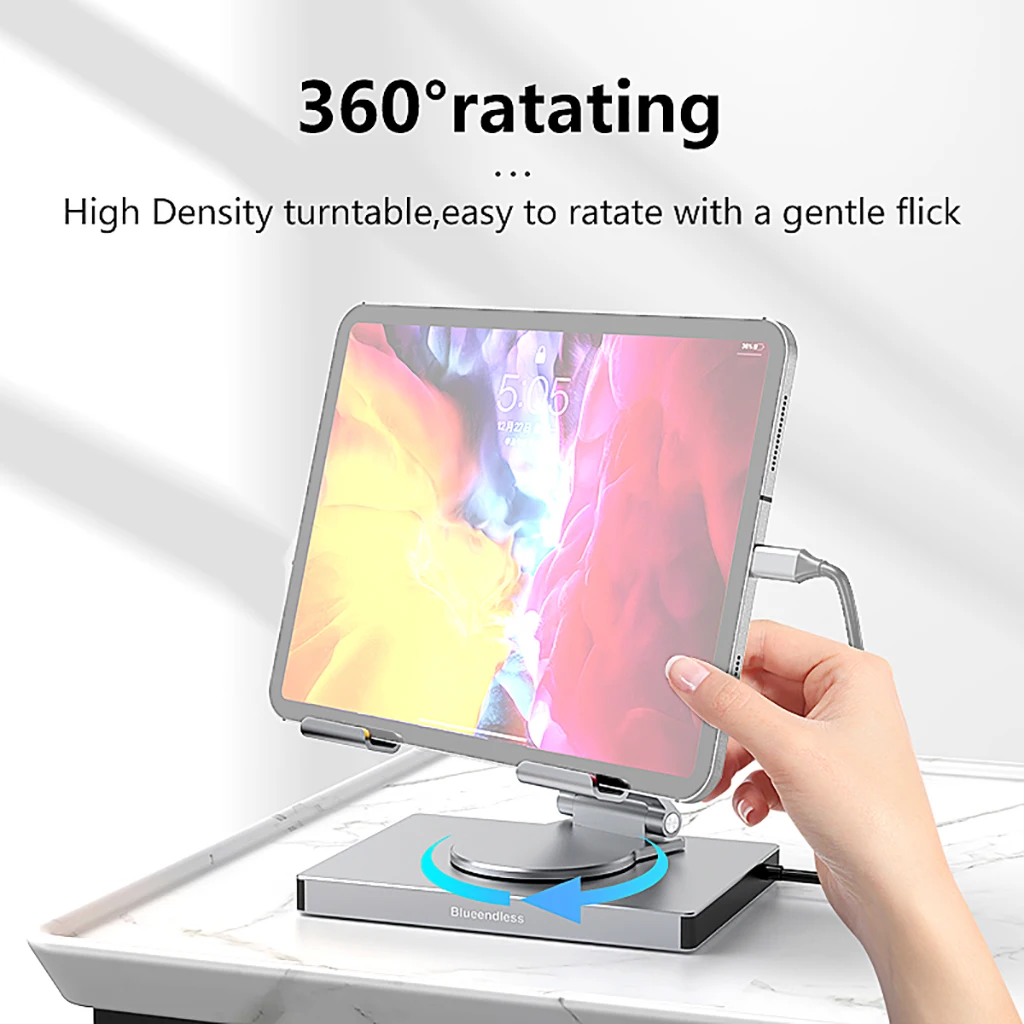 Multi USB C Hub with 360° Rotating Stand HDMI-compatible 4K 60Hz PD 100W USB3.0 SD TF for iPad Pro Tablet Docking Station 5Gbps