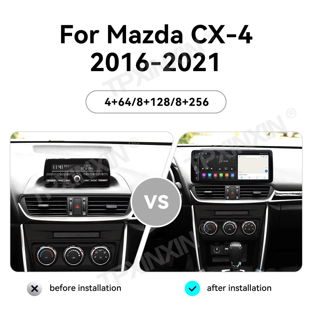 

Автомобильная стереосистема Qualcomm Android для Mazda CX-4 2016-2021, GPS-навигационный плеер, ультратонкий сенсорный экран, беспроводной Carplay HD 4G