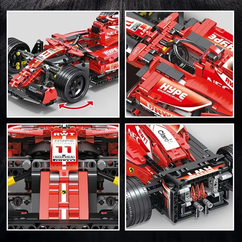 MOC Formula 1 Racing Car Building Blocks Skala 1:8, Model Kit Tim Renault F1 yang Detail, Hadiah Pajangan Koleksi untuk Dewasa & Remaja