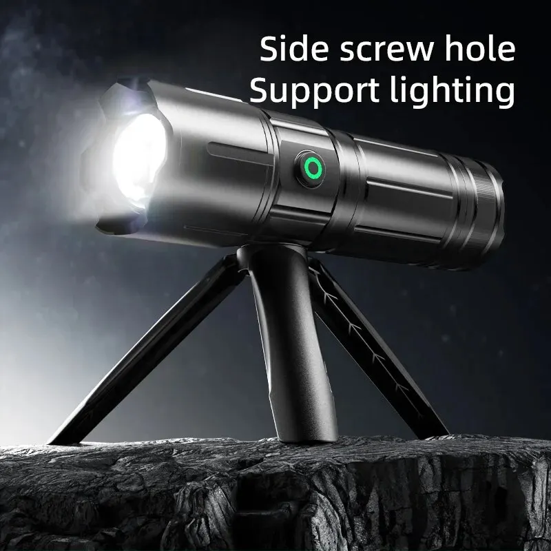 Super Bright 2000m High Power LED Flashlight Torch Type-c Rechargeable Powerful Outdoor Self Defense Handlamp Camping Lantern