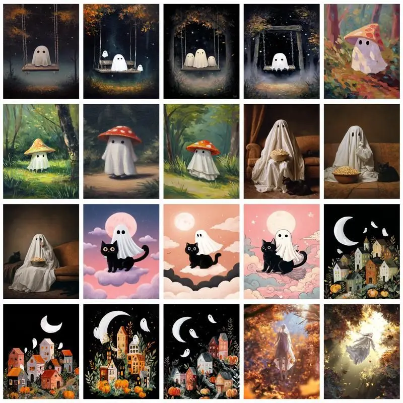 

GATYZTORY Paint By Numbers Halloween Ghost DIY Frame Pictures By Numbers Drawing On Canvas Gift Home Decoration