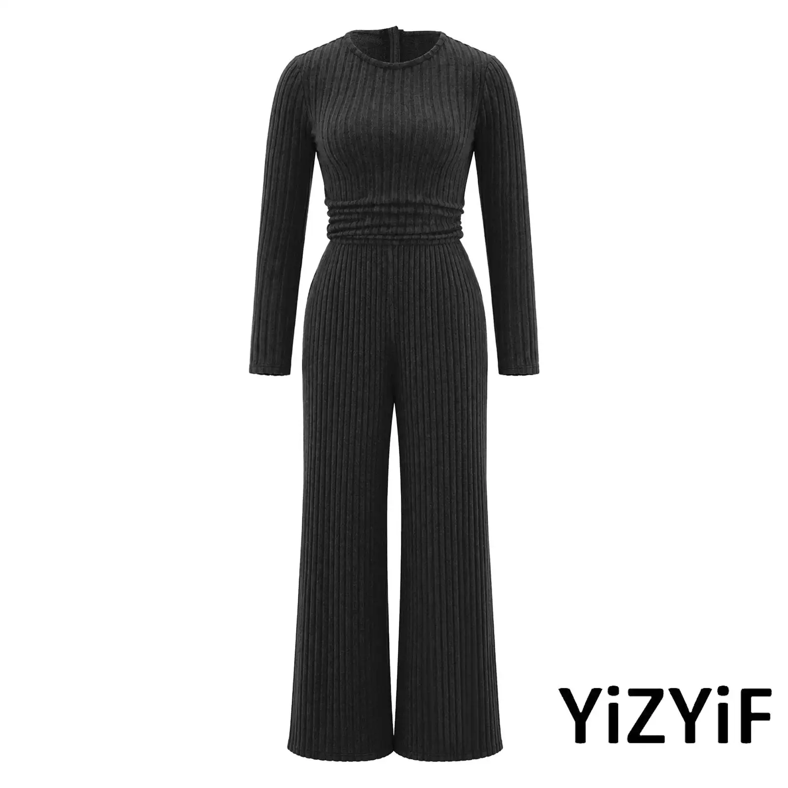 Adults Women Adaptive Jumpsuit Elderly Special Need Long Sleeve Anti Strip Back Zip Ruched Waist Brushed Ribbed Bodysuit