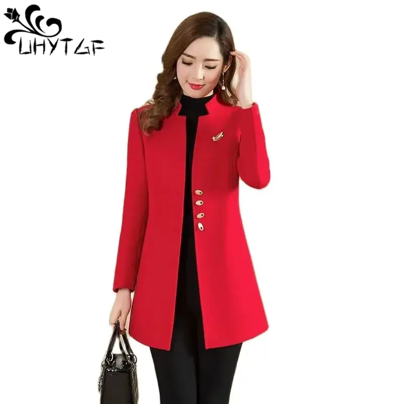 

Women's Autumn Winter Woolen Coat Female Fashion Single Breasted Stand Collar Slim Short Jacket Women Plus Size Outerwear 3041