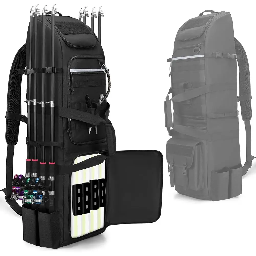Fishing Backpack with 8-Rod Capacity, Tackle Bag, Gear Storage, and Tactical Molle System image 8