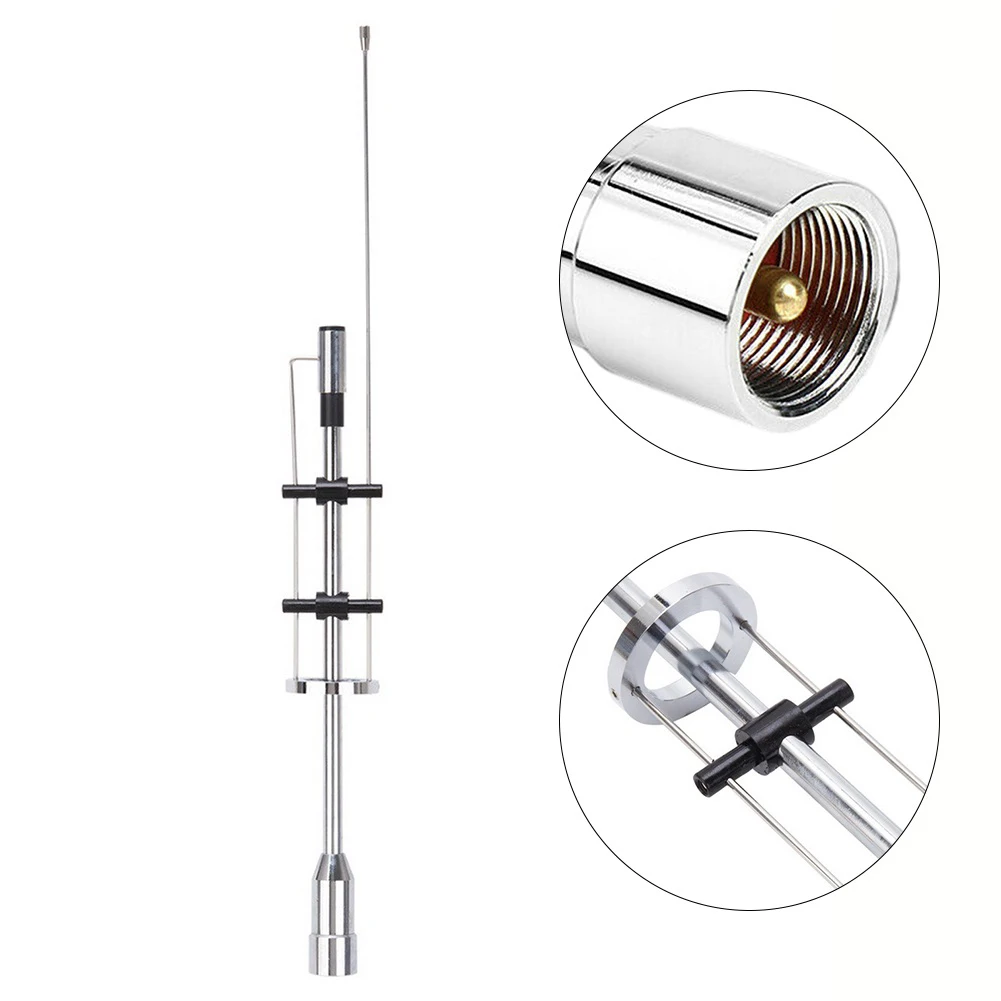 Metal Car Radio Antenna UV Dual Band High Gain CBC-435 15.4 Inches CBC-Stainless Steel Car Radio Dual-Band Mobile Antenna