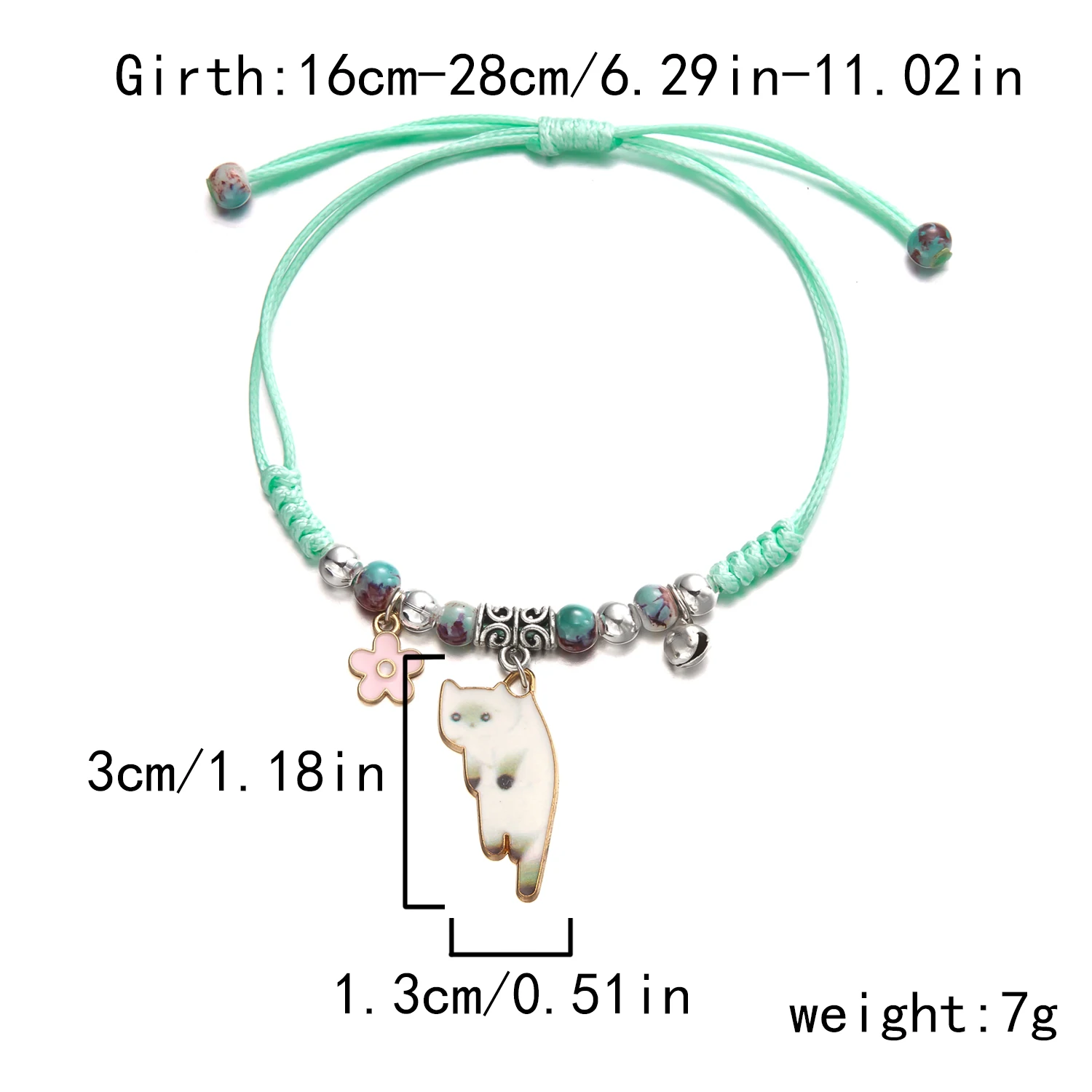 Vintage Handgefertigtes Glücksbringer-Armband für Frauen Niedlicher Kätzchen-Blumen-Anhänger Verstellbares Seil-Armband Freundschaftsschmuck Geschenk – Detail 13