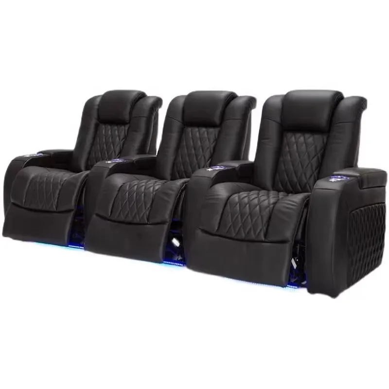 Comfortable Electric Recliner Luxury Top Grain Leather Home Cinema Sofa,Best Leather Power Home Theater Recliner Sofa
