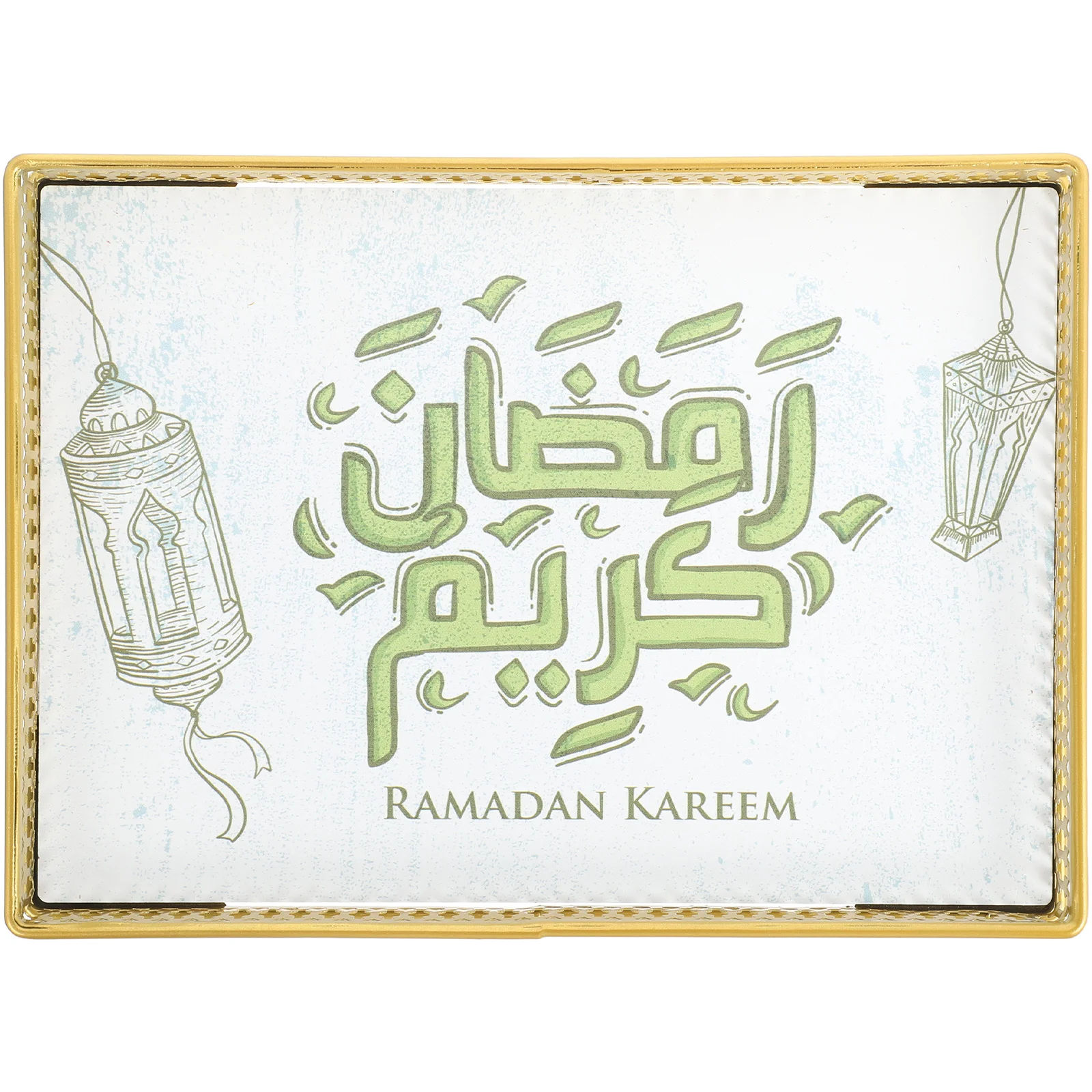 

Wood Iron Tray for Restaurant Hotel Party Family Dinner Eid Food Plate Serving Dessert Ramadan Holder Storage Dry