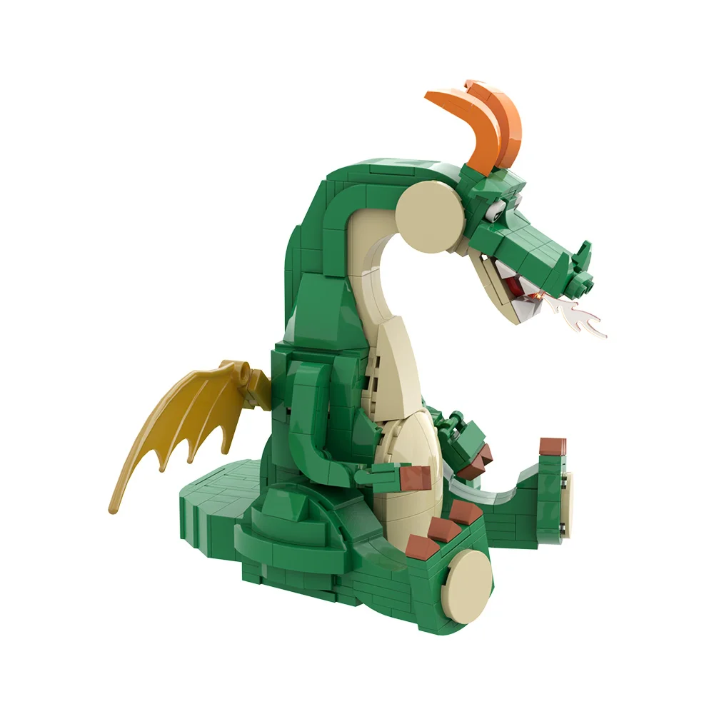 MOC น่ารักมังกรรุ่น Building Block ชุด Fire-breathing Dragon อะนิเมะการ์ตูนมังกรการกระทําสัตว์ประกอบอิฐของเล่นผู้ใหญ่ของขวัญ