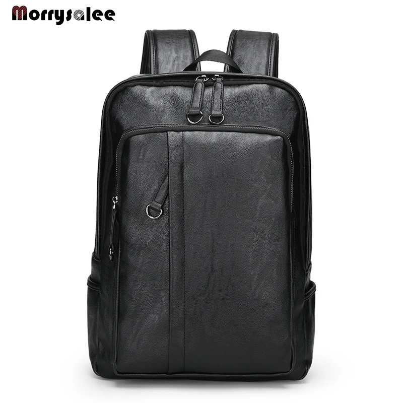 2024 New Leisure Soft General Leather Backpack Men Teenager Male Large Capacity Laptop Backpack High Quality Students Travel Bag