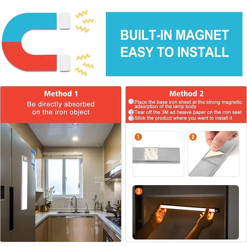 10-60 سنتيمتر رقيقة جدا LED ضوء تحت الكابين المغناطيسي قابلة للشحن محس حركة ضوء مناسبة لخزائن المطابخ ورش العمل
