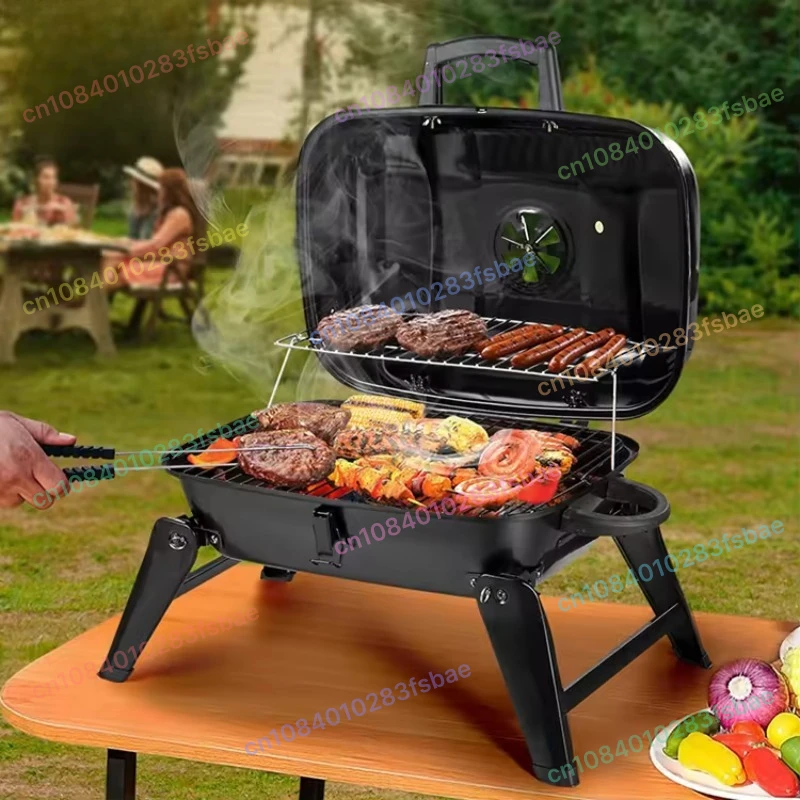 

Портативный угольный гриль-барбекю, курильщик, складная столешница, приготовление пищи на открытом воздухе, кемпинг, пикник, пляж, патио, задний двор, сад, гриль-барбекю