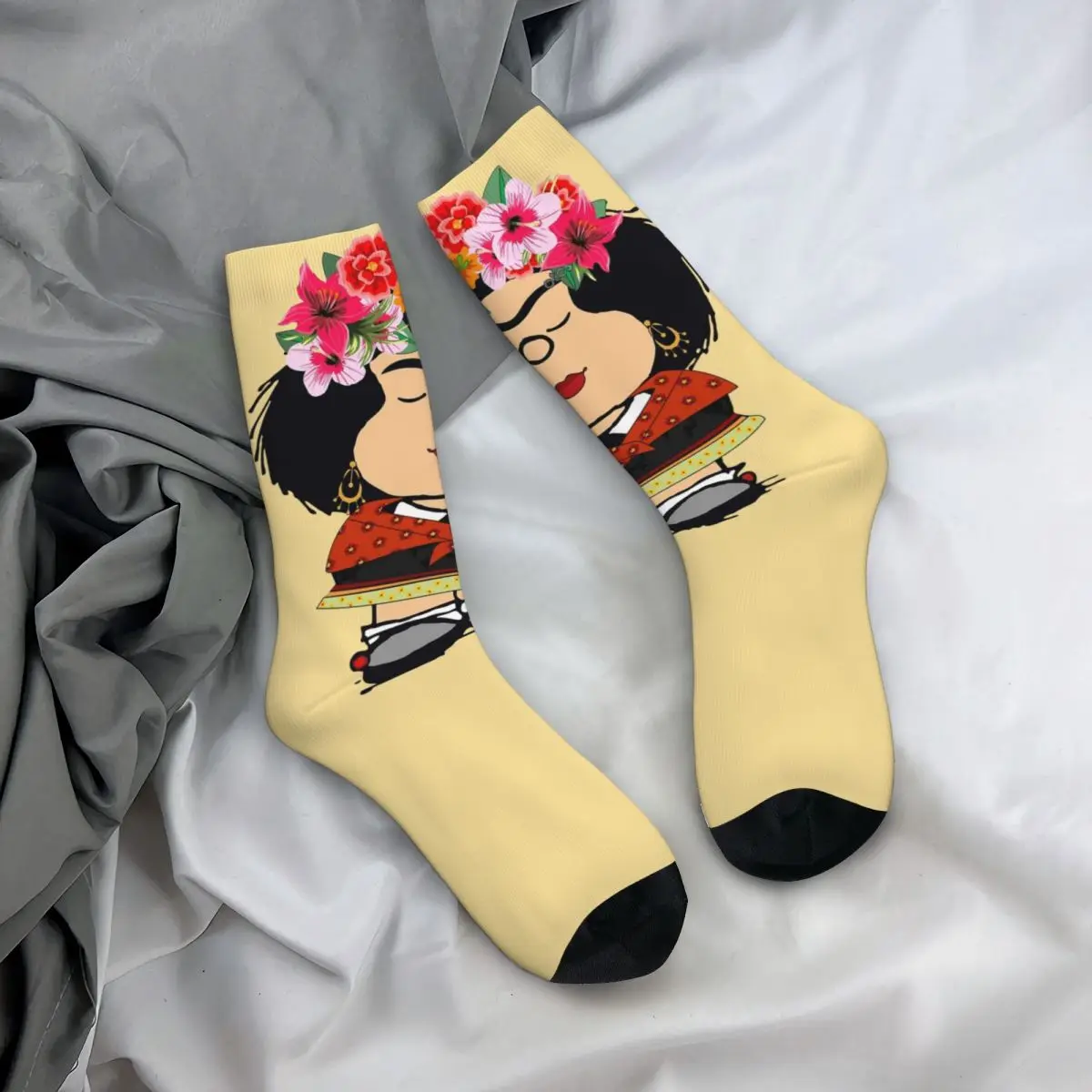 Calcetines Harajuku para hombre, medias deportivas de dibujos animados divertidos, Mafalda Kahlo Fanart Merch, todas las estaciones