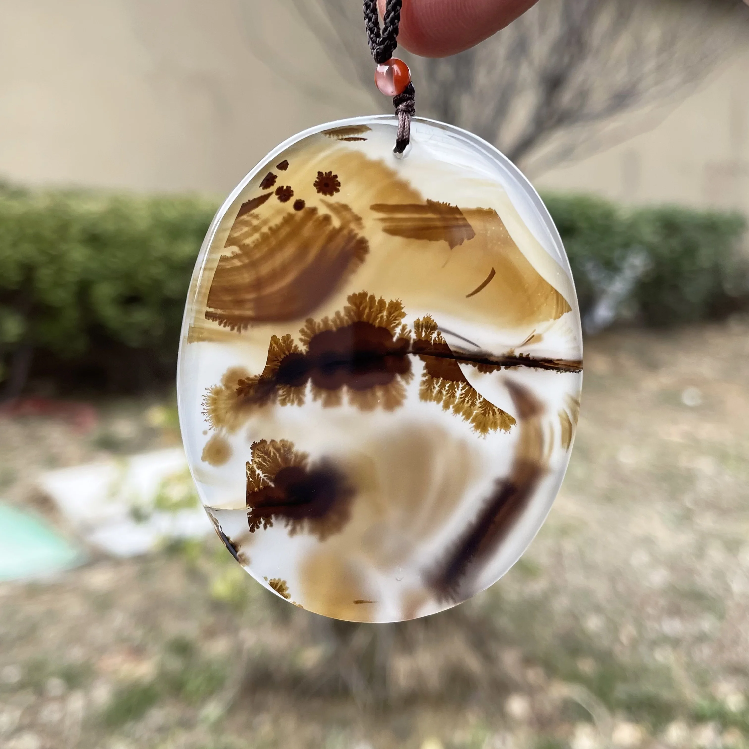 Natural Landscape Tree Agate Pendant Crystal Quartz Necklace Chalcedony Energy Health Gift DIY Reiki Healing Stone Home Decor