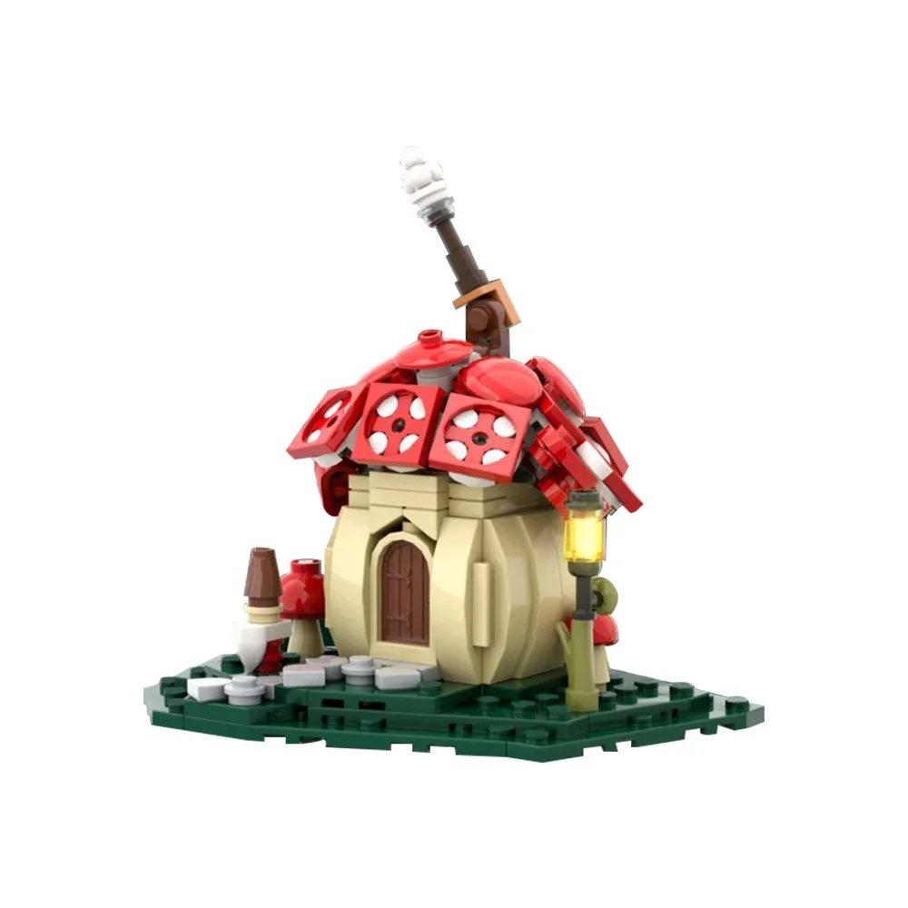 Gobricks MOC – blocs de construction de chignons, modèle forêt elfe champignon, Architecture de maison, briques à monter soi-même, jouets d'assemblage, cadeaux pour enfants
