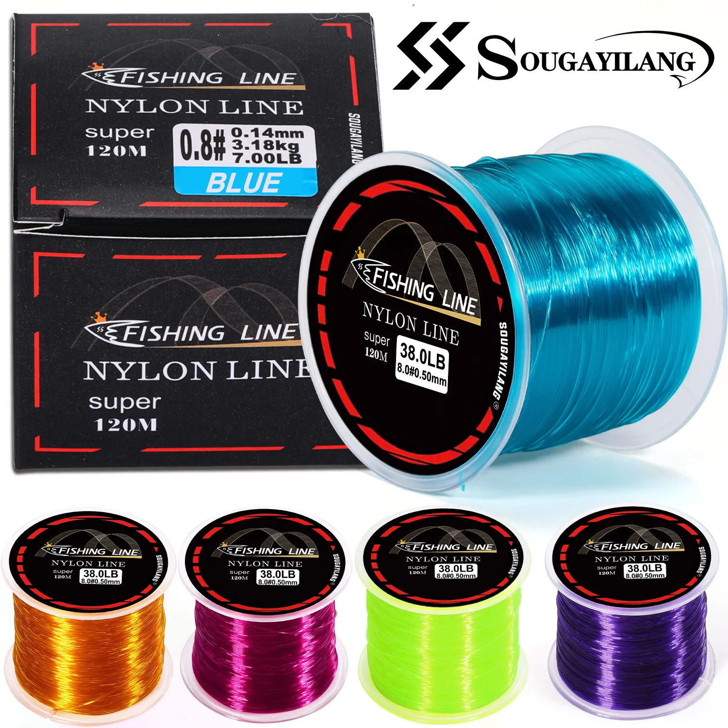 Sougayilang Nylon Fishing Line 120m Nylon Line Fluorocarbon Fishing Line for SaltWater Pesca