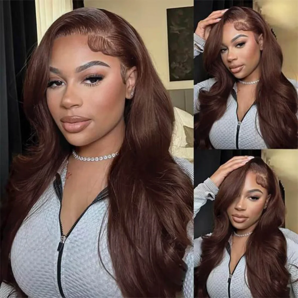 

Chocolate Brown #4 Body Wave Wig 13x6 HD Lace Frontal Brazilian Human Hair 13x4 HD Lace Front Wig for Women