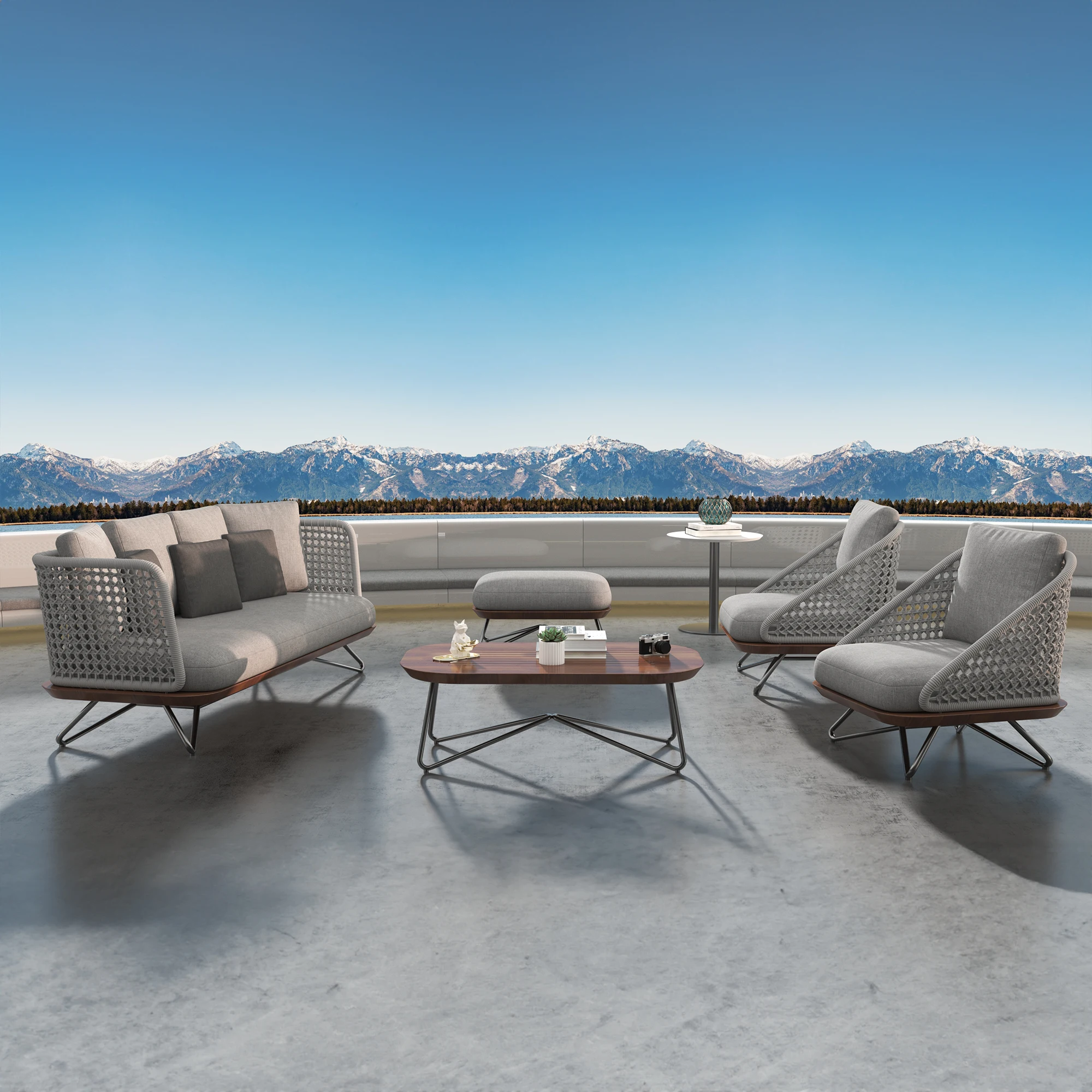 Fulin Großhandel Korbstuhl Garten Terrasse Weben Gartenmöbel Rattan Innenhof Sofagarnitur