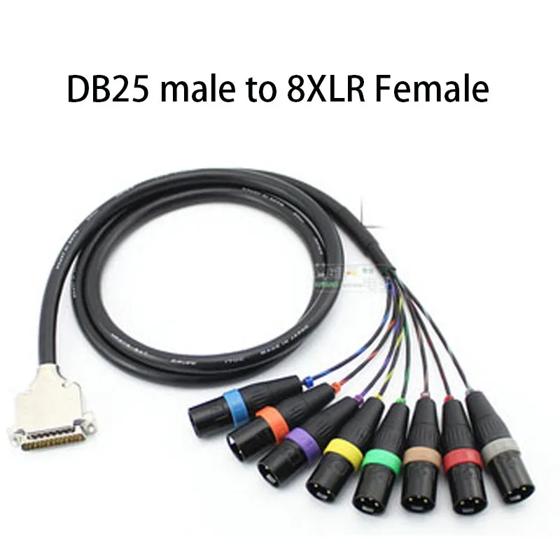 

DIY custom 8-channel braided wire loose tail audio cable db25 to 8 Canon male and female balance line MR202-8AT