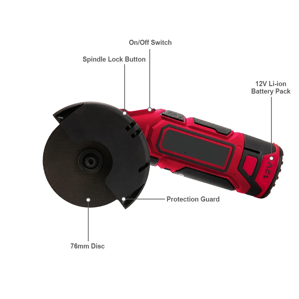 Best Selling Mini Electric Angle Grinder Cordless 12v Li-ion Battery Powered 76mm Disc Wireless   Variable Speed