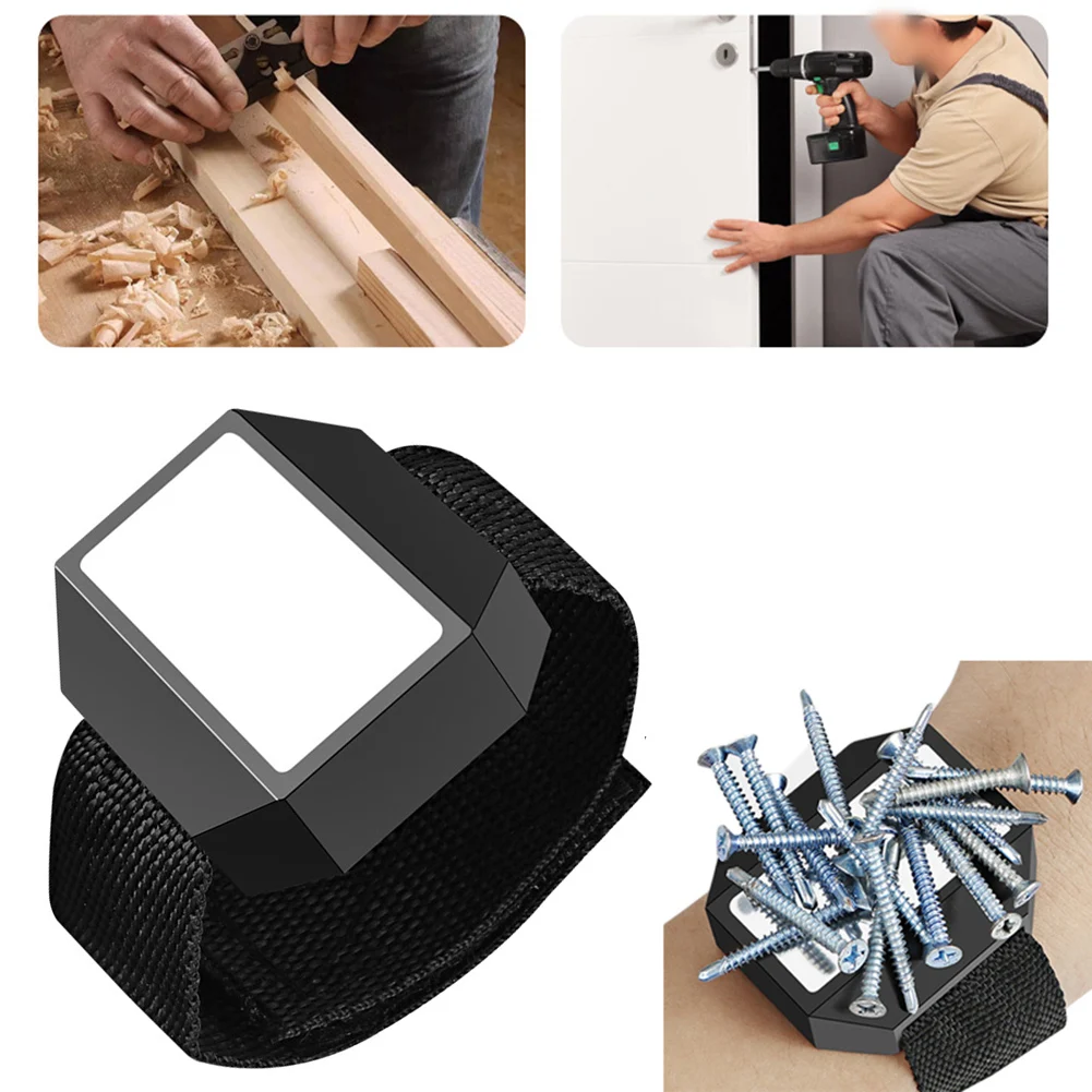 1pc Screw Holder Wristband Portable Tool Bag Electrician Adjustable WristBelt For Holding Small Metal Screw Nails Bolt