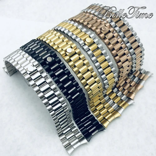 Imagen 2 del producto 20mm NH35 Glide Lock cierre ancho 904L correa de acero inoxidable sólido cepillado pulido Oyster Jubilee pulsera presidencial