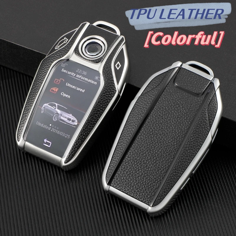 TPU+Leather LED Display Car Key Case Cover For BMW 5 7 Series G01 X3 G02 X4 G05 X5 G07 X7 G12 G11 G30 G32 G31 i8 I12 I15 Car Bag