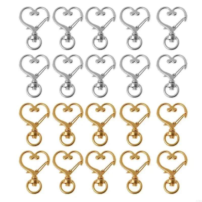 

G7NB 10 Pcs Peach Heart Dog Buckle Lobster Claw Clasp Gold Silver Keychain Necklace Clasp Suitable for Diy Crafts